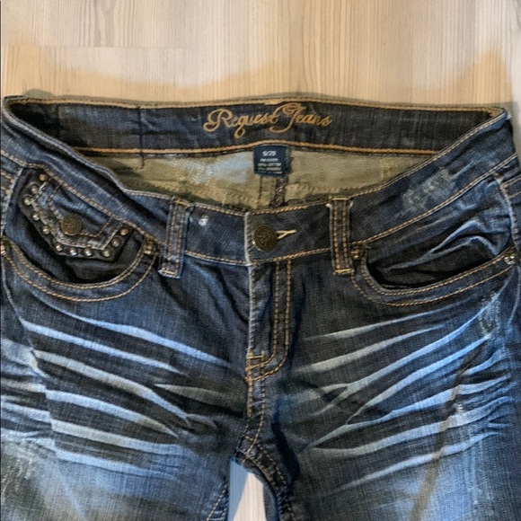 Rock Revival Blue Denim Capris with Vintage Wash - Picture 3 of 6